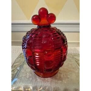 Ruby Red Dot & Zipper Or Moon Drops Candy Dish 1970's